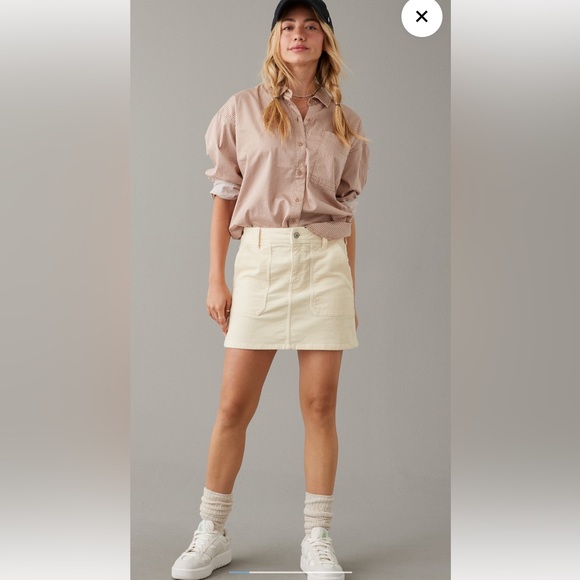 AEO Cream Corduroy Mini Skirt - Picture 1 of 4